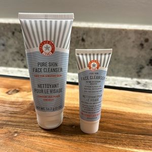 First Aid Beauty Pure Skin Face Cleanser 2oz & 1oz safe for sensitive skin